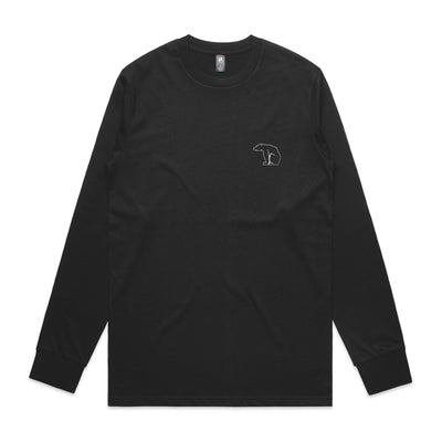 Bear Organic Longsleeve Heavy Cotton Tee - Black