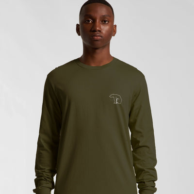 Bear Organic Longsleeve Heavy Cotton Tee - Army Green