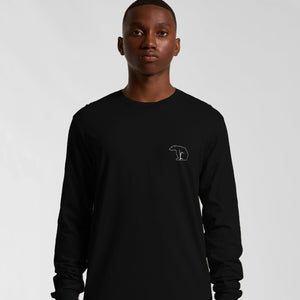 Bear Organic Longsleeve Heavy Cotton Tee - Black