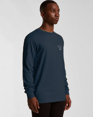 Bear Organic Longsleeve Heavy Cotton Tee - Petrol Blue