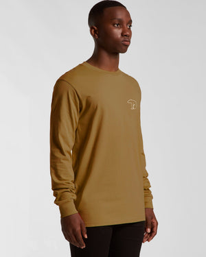 Bear Organic Longsleeve Heavy Cotton Tee - Camel