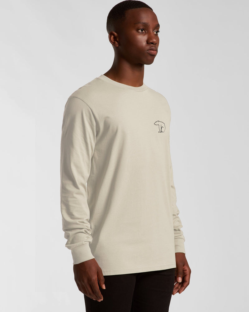 Bear Organic Longsleeve Heavy Cotton Tee - Natural White