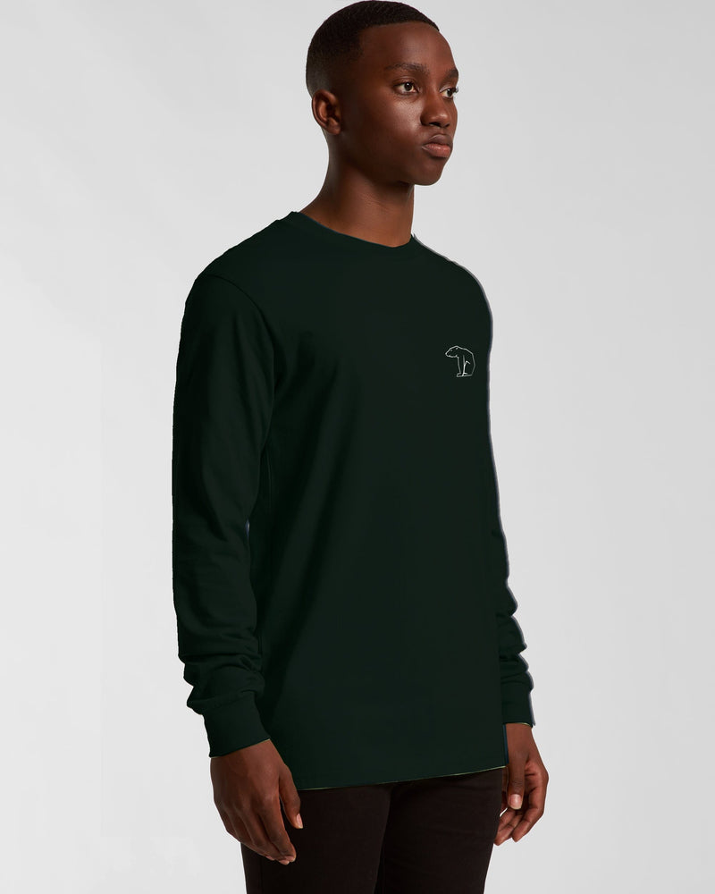 Bear Organic Longsleeve Heavy Cotton Tee - Pine