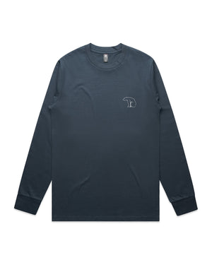 Bear Organic Longsleeve Heavy Cotton Tee - Petrol Blue